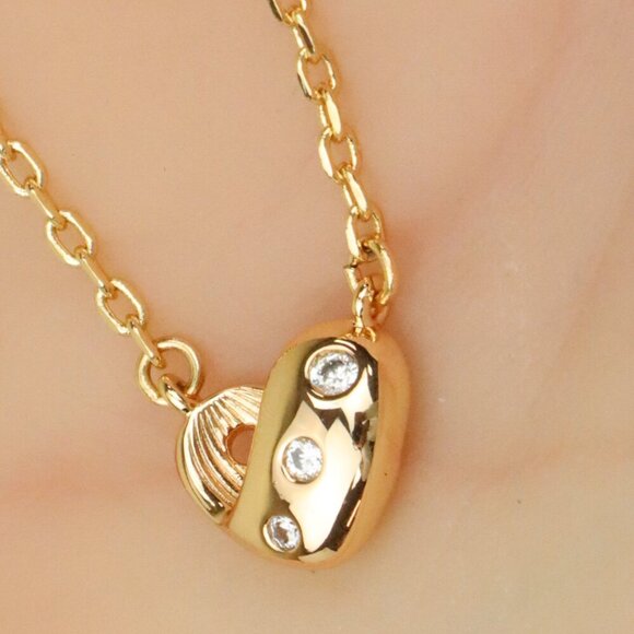 "Heart Charm Rose Gold Necklace with Crystal Accents, XPNL0225 - Picture 1 of 13